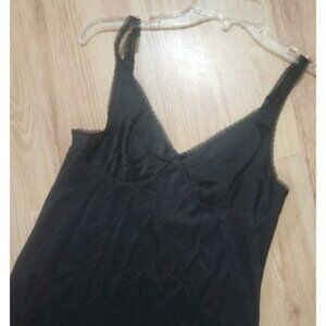 Vintage Vassarette Underneath it all Black Full Slip Nylon Lace Sz 34LL Lingerie
